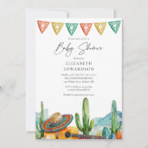 Mexikanska fiesta Watercolor Cactus Photo Baby Sho