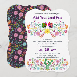 Mexikanska Fiesta Watercolor Folk Flower-inbjudnin Inbjudningar