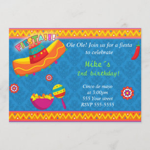 Mexikanska fiestas inbjudan Pojken Birthday Blue