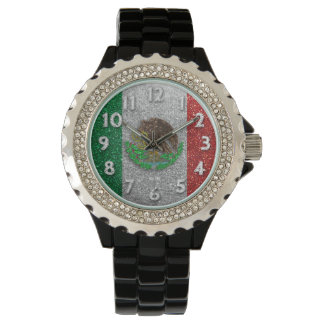 Mexikanska Flagga Bling Glitter Mode Armbandsur