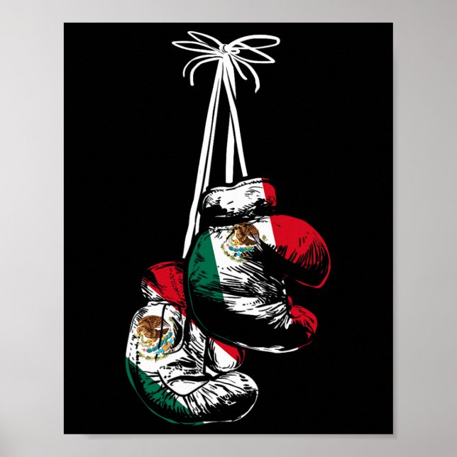 Mexikanska Flagga Boxer Boxing Glove Boxing Poster (Framsidan)