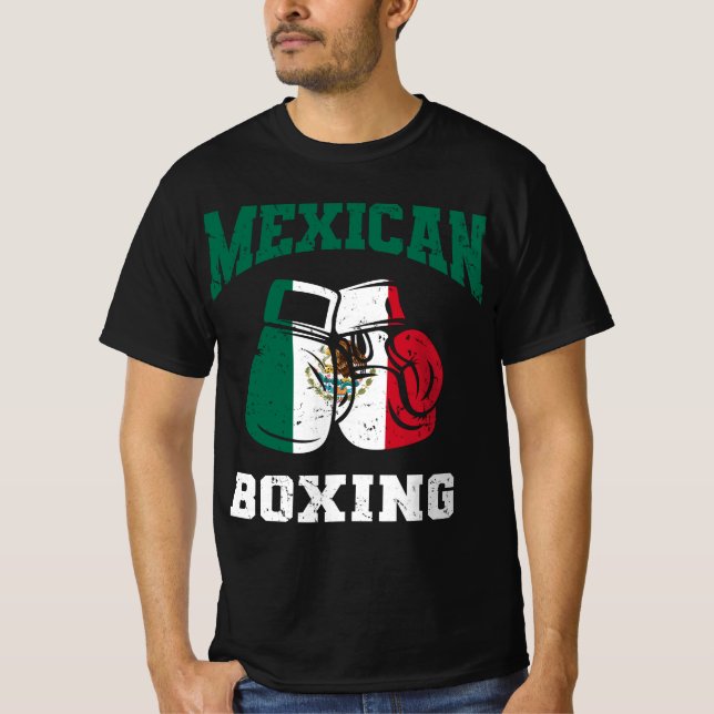 Mexikanska flagga boxningshandskar t shirt (Framsida)