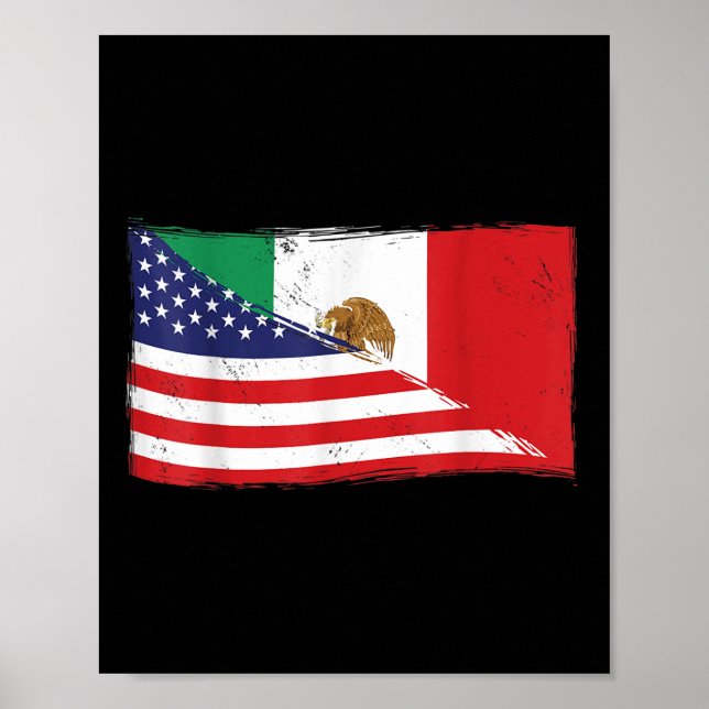 Mexikanska Flagga Förenta staternas amerikanska Fl Poster (Framsidan)