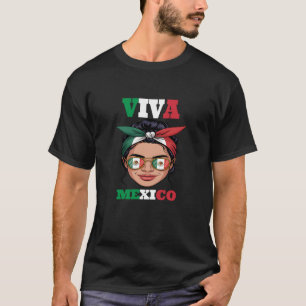 Mexikanska Flagga Girl Viva Mexiko Independence da T Shirt