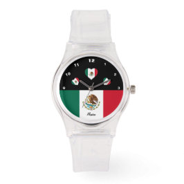 Mexikanska Flagga, Hearts, Mexiko/sport Armbandsur