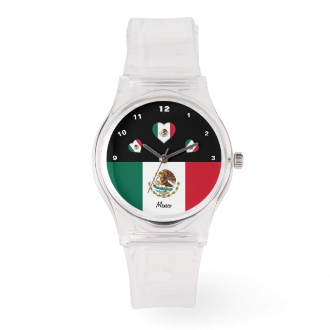 Mexikanska Flagga, Hearts, Mexiko/sport Armbandsur (Framsida)