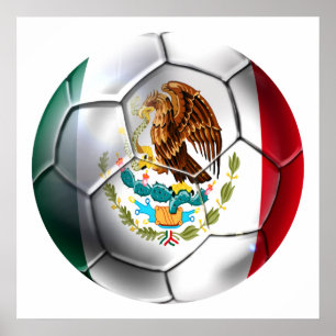 Mexikanska flagga i Mexiko el Tri-fotboll Poster
