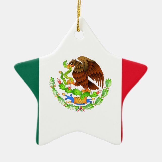 Mexikanska Flagga Julgransprydnad Keramik (Framsidan)