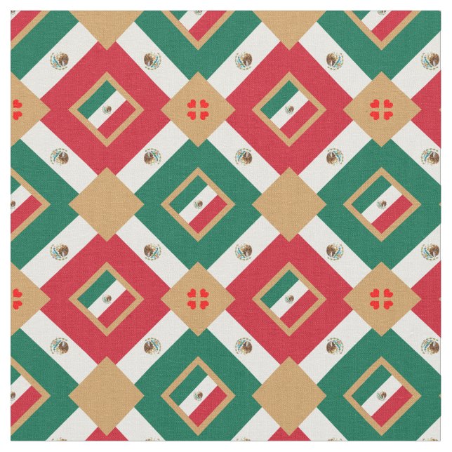 Mexikanska Flagga & Mexico Trendig Fabric mode Tyg (Närbild)