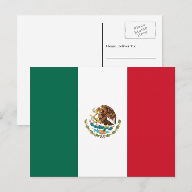 Mexikanska Flagga, Mexikanska Flagga Vykort (Fram/baksida)