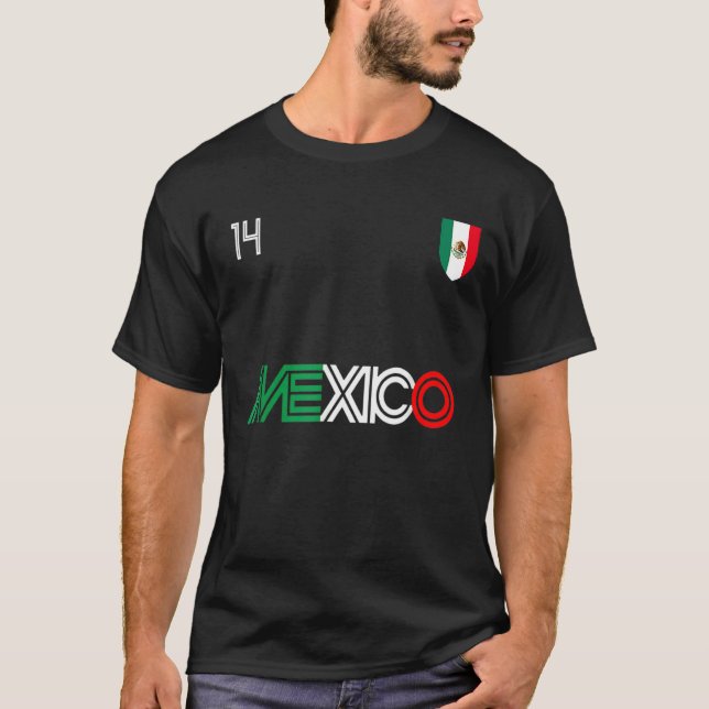 Mexikanska Flagga Mexiko Retro Football Oceaner T Shirt (Framsida)