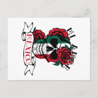 Mexikanska Flagga Mexiko Skull Ro Vykort