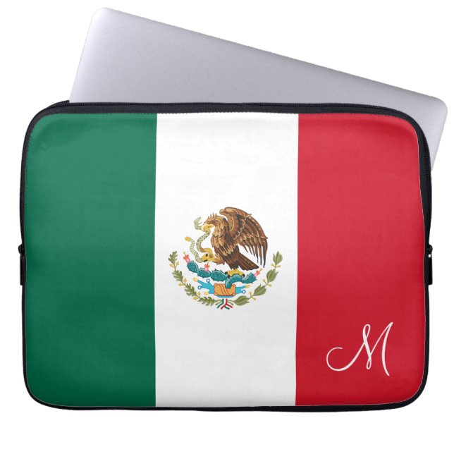 Mexikanska flagga Monogrammed Laptop Sleeve (Framsidan)