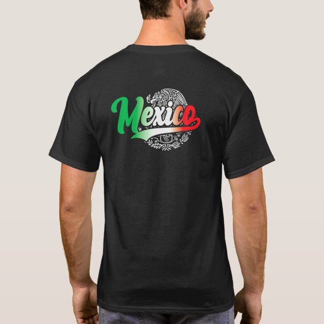 Mexikanska Flagga och Färg och örlogsillustration T Shirt (Baksida)