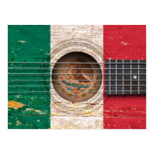 Mexikanska Flagga på gamla akustiska Guitar