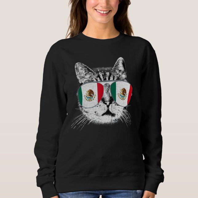 Mexikanska Flagga-Pridet Land Roots Cat T Shirt (Framsida)