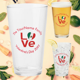 Mexikanska Flagga Red KÄRLEK Glaskopp