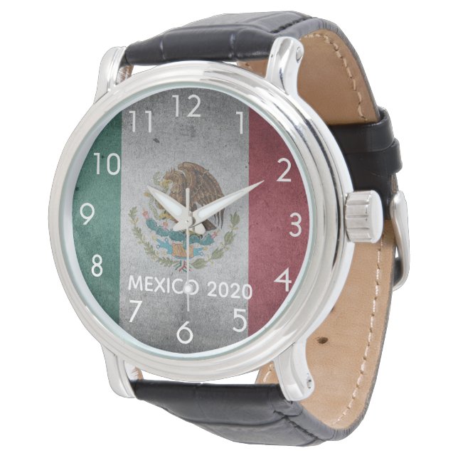 Mexikanska flagga semester armbandsur (Vinklad)