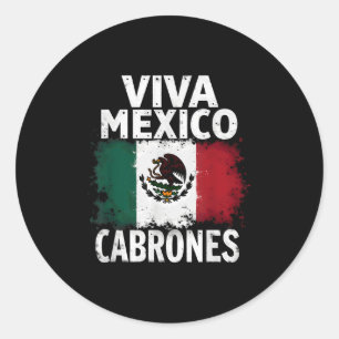 Mexikanska Flagga Viva Mexiko Cabrones Runt Klistermärke