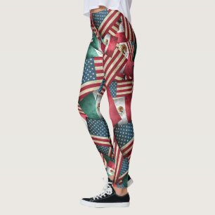 Mexikanska Flaggor och amerikanska Flaggor Leggings