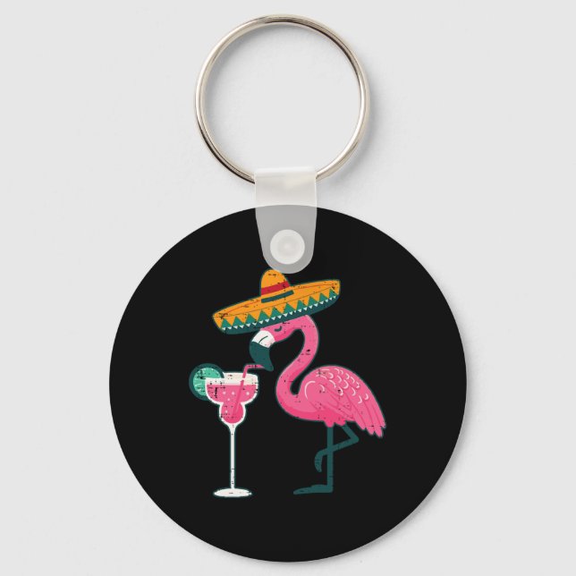 Mexikanska Flamingo Sombrero Cinco De Mayo Fiesta  Nyckelring (Framsida)