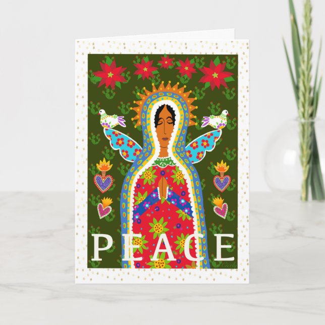 Mexikanska folkArt Angel- och Dove-Helgdag-kort Kort (Framsida)