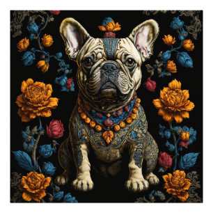 Mexikanska folkArt Fransk Bulldog Fototryck