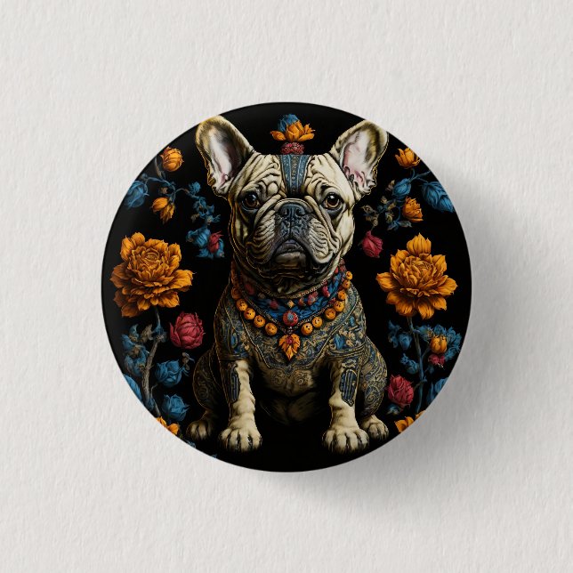 Mexikanska folkArt Fransk Bulldog Knapp (Framsida)