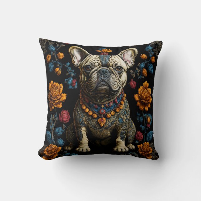 Mexikanska folkArt Fransk Bulldog Kudde (Framsida)