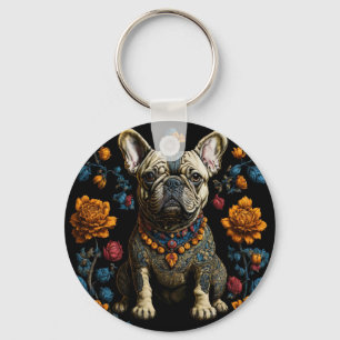 Mexikanska folkArt Fransk Bulldog Nyckelring