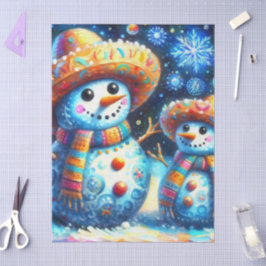 Mexikanska folkArt Snögubbar Snögubbe Decoupage
