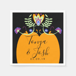 Mexikanska Folkblommor Bröllop | Halloween Pumpa Pappersservett