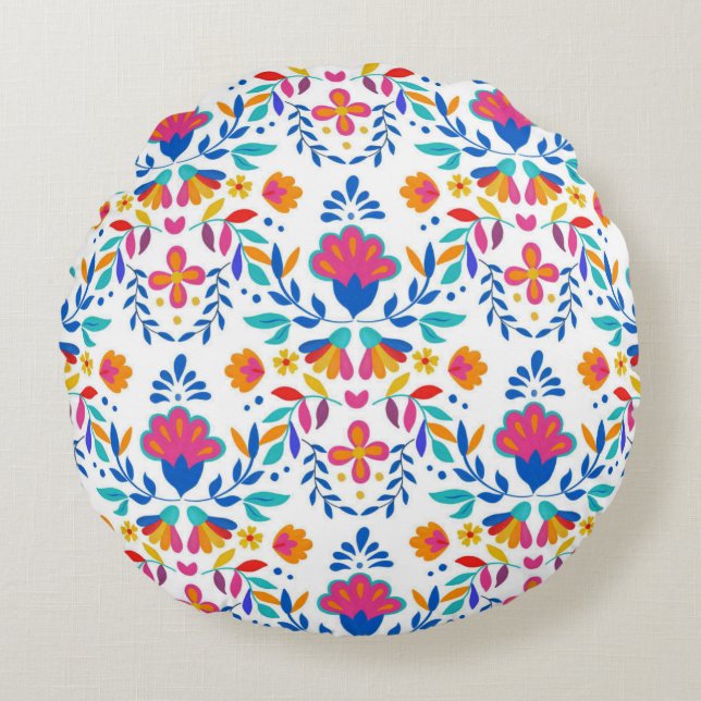 Mexikanska folkkonst blommönster dekorativ kudde (Framsidan)