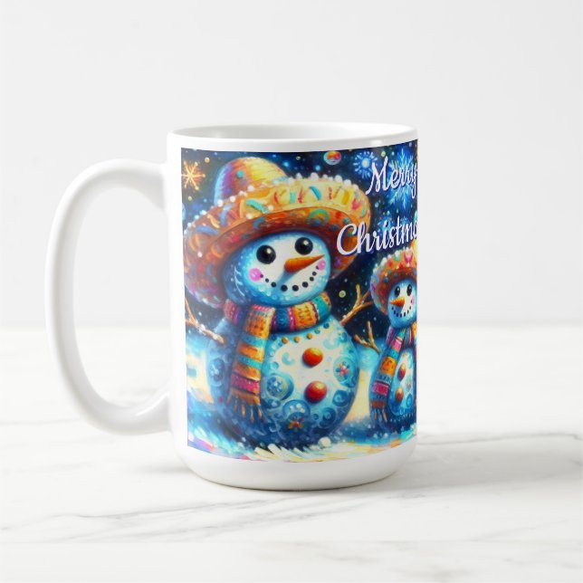 Mexikanska folkkonst Snögubbar Snögubbe Snö Kaffemugg (Vänster)