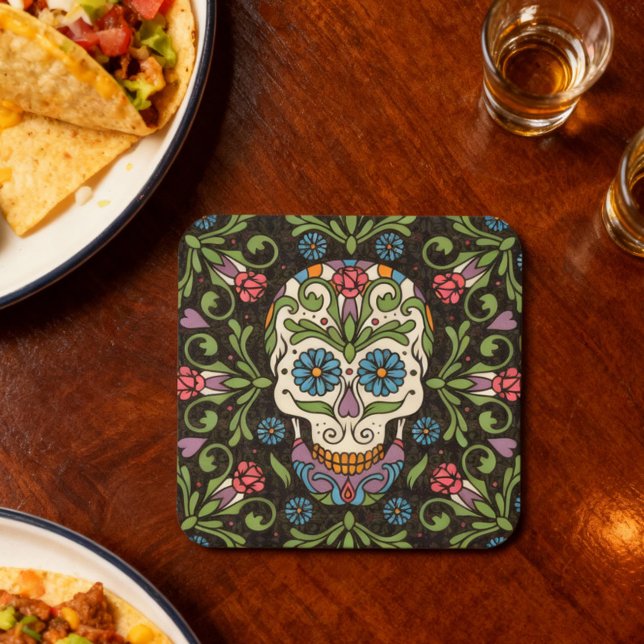 Mexikanska folkMariposa Sugar Skull Underlägg Papper Kvadrat (Skapare uppladdad)