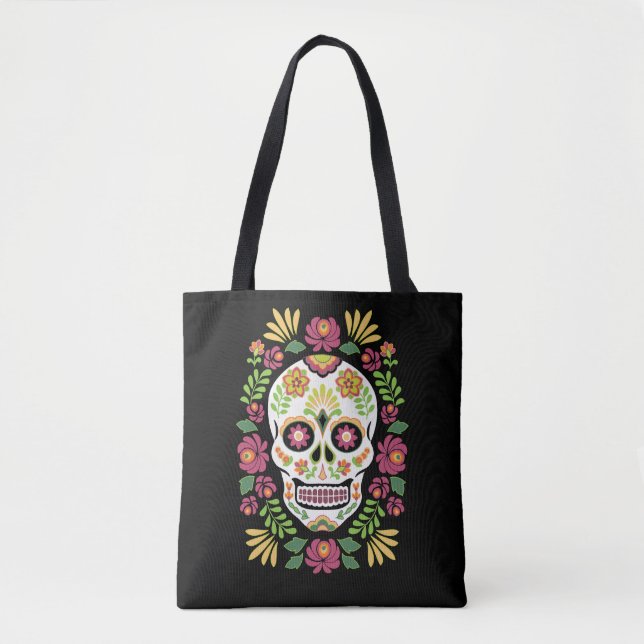 Mexikanska folkSugar Skull och Ro Tygkasse (Framsida)