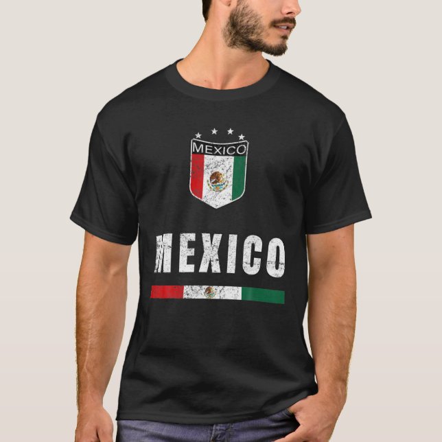 Mexikanska fotboll i Fläkt Jersey Mexican Flagga T Shirt (Framsida)