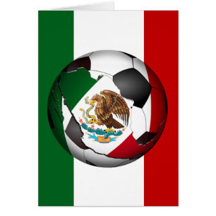 Mexikanska fotbolls-bolls-ball med Flagga-bakgrund Hälsningskort