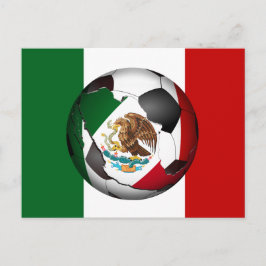 Mexikanska fotbolls-bolls-ball med Flagga-bakgrund Vykort