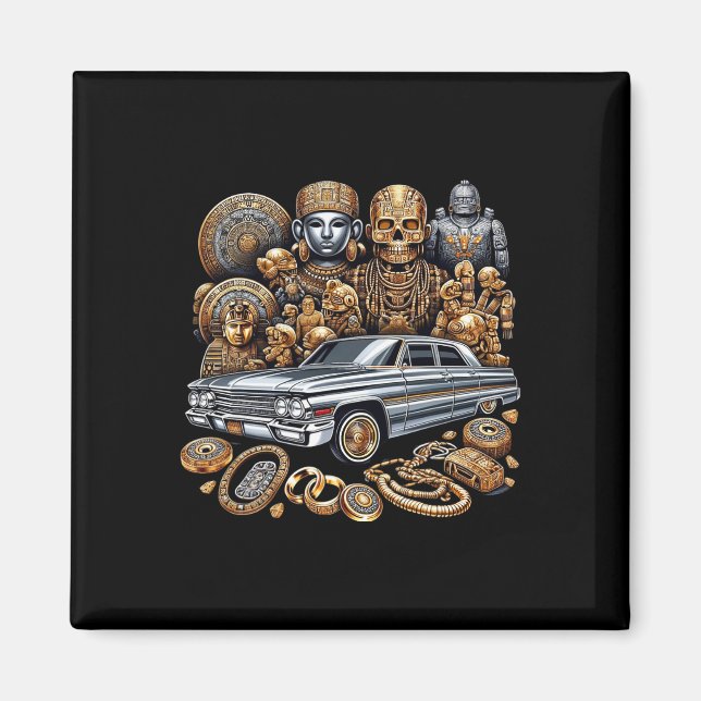 Mexikanska gatukulturen Lowrider Latino Cinco De M Magnet (Framsidan)