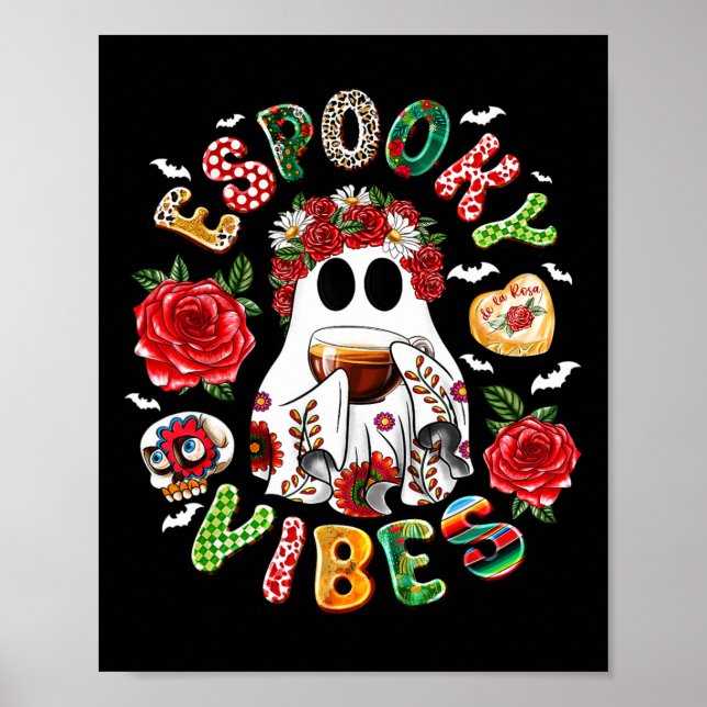 Mexikanska Ghost Espooky Vibes Pantasmas Conchas o Poster (Framsidan)