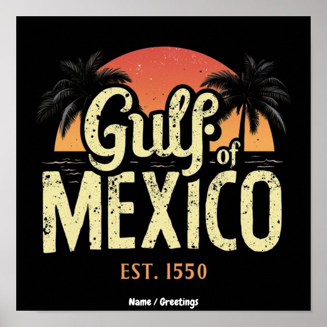Mexikanska golfen est. 1550  Retro Beach Vibe Vint Poster (Framsidan)