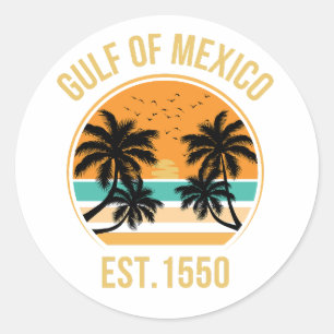 Mexikanska golfen Est 1550 Retro Vintage Strand Runt Klistermärke