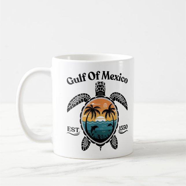 Mexikanska Golfen Sköldpadda Est 1550 Mexikanska G Kaffemugg (Vänster)