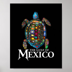 Mexikanska Golfens Edm Musik Rave Dans Havssköldpa Poster