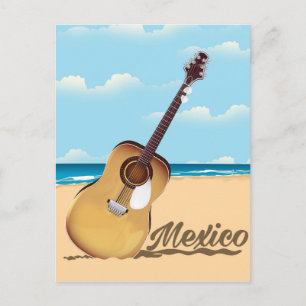 Mexikanska Guitar Beach-reseaffisch Vykort