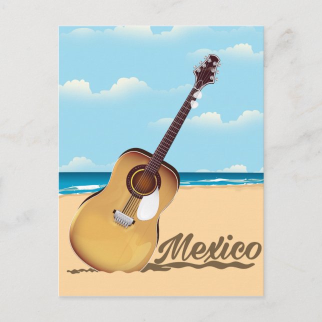 Mexikanska Guitar Beach-reseaffisch Vykort (Framsida)