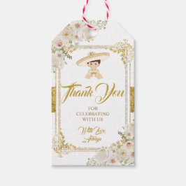 Mexikanska Guld Fiesta Boy Baptism Christening Presentetikett