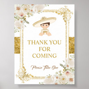 Mexikanska Guld Fiesta Boy Baptism Tack Poster