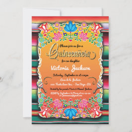 Mexikanska Guld Fiesta Quinceañera Inviations Inbjudningar